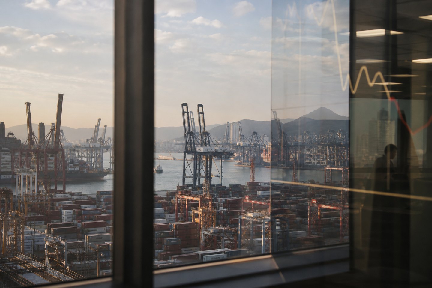 Hong Kong cargo terminal seen through reflected market data
